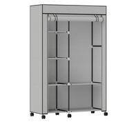 HOMCOM Armario de Tela con Barra para Colgar 103x43x162,5 cm Gris Claro