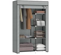 HomCom Armario de tela plegable 6 estantes y 1 barra 103x43x162,5 cm Gris