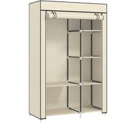 HOMCOM Armario de Tela Plegable Ropero Portátil con 6 Estantes 1 Barra de Colgar Espacio Amplio para Ropa 103x43x162,5cm Crema Aosom España