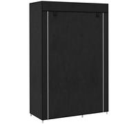 HOMCOM Armario de Tela Plegable Ropero Portátil con 6 Estantes y 1 Barra de Colgar para Dormitorio 103x43x162,5cm Negro