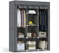 HOMCOM Armario de Tela Plegable Ropero Portátil con 8 Estantes y 2 Barras de Colgar para Dormitorio 125x43x162,5 cm Gris Gris oscuro