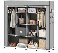 HOMCOM Armario de Tela Ruedas Armario Portátil 166x42,5x169,5cm Gris Oscuro