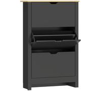 HOMCOM Armario de Zapatos 3 Puertas abatibles 2 Compartimentos Paneles de Partículas negro roble