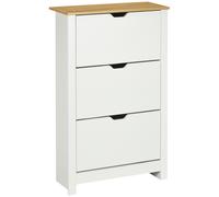 HOMCOM Armario de Zapatos Estante de Zapatos Almacenamiento de Zapatos 3 Compartimentos 18 Pares de Zapatos 72x26x112 cm Blanco Aosom España