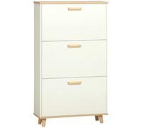HOMCOM Armario de Zapatos Moderno Mueble Zapatero Estrecho con 3 Cajones Abatibles para 12 Pares de Zapatos y Estante Ajustable para Pasillo Entrada 70x23,5x122 cm Blanco