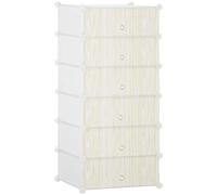 HOMCOM Armario de zapatos modular, mueble de almacenamiento con 6 cubos apilables de plástico, 49 x 36,5 x 108 cm blanco Aosom España