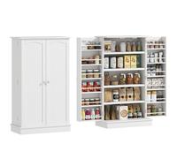 HOMCOM Armario Despensa Cocina 41 Pulgadas 12 Puertas Estanterías Blanco