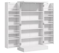 HOMCOM Armario Despensa Cocina con 2 Puertas 16 Estantes Alacena Moderna con Estantes Ajustables 60x30x104 cm Blanco