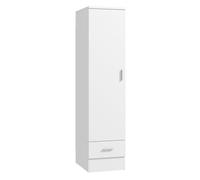 Homcom armario dormitorio moderno, armario ropero con barra para colgar, cajón, estante superior, 40x52x170 cm, blanco