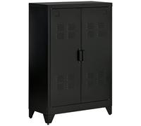 HOMCOM Armario Metálico con Doble Puerta y 2 Baldas Ajustables Mueble Multiusos para Oficina Salón Dormitorio 75x33x110cm Negro Aosom España
