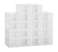HOMCOM Organizador de Zapatos Modular Estantería Modulable con 18 Cubos Puertas Magnéticas 25x35x19 cm Transparente Aosom España