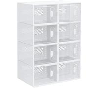 HOMCOM Armario Modular de Plástico Cajas de Zapatos Talla de 43 con 8 Cubos Puertas Magnéticas Muble Organizador para Entrada Pasillo Dormitorio 25x35x19 cm Transparente