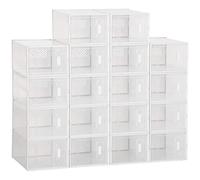 HOMCOM Organizador de Zapatos Modular Estantería Modulable con 18 Cubos Puertas Magnéticas 25x35x19 cm Transparente Aosom España