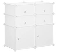 HomCom Armario modular 6 cubos – Organizadora para ropa y zapatos, pegatinas adhesivas, blanco