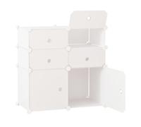 HomCom Armario modular 6 cubos – Organizadora para ropa y zapatos, pegatinas adhesivas, blanco