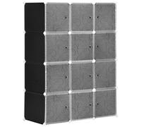 HomCom Armario modular plástico 12 cubos con puertas 111x47x145 cm