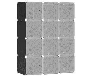 HomCom® Armario Modular Plástico Estantería 12 Cubos con Puertas para Almacenamiento de Ropa 111x47x145cm Aosom España
