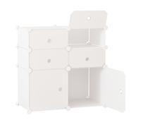HOMCOM Armario Modular Plástico Estantería 6 Cubos Ropero Zapatero Aparador Combinado Pegatinas Adhesivas Decorativas Ropero Zapatero Combinado Mueble Organizador Ropa Zapatos Accesorios Juguetes Whit