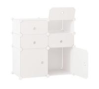 HOMCOM Armario Modular Plástico Estantería 6 Cubos Ropero Zapatero Aparador Combinado Pegatinas Adhesivas Decorativas Ropero Zapatero Combinado Mueble Organizador Ropa Zapatos Accesorios Juguetes
