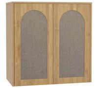 HOMCOM Armario Mural de Baño Bohemio con 2 Puertas Efecto Ratán de Cierre Suave y Estantería Regulable Roble Aosom España