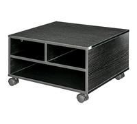 HOMCOM Armario para Impresora de 2 Estantes, Armario de Oficina y Estudio de Madera con Ruedas, 47x40x22.5cm, Negro