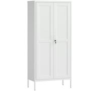 HOMCOM Armario para oficina en acero con 3 estantes regulables, cerradura y 2 llaves, 80x40x175 cm, Blanco Aosom España