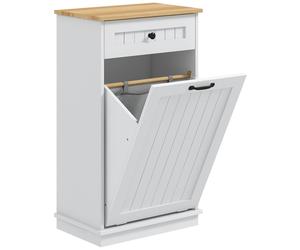 HOMCOM Armario para Ropa Sucia de Baño con Cajón Cesto para la Ropa Diseño Anti-vuelco Mueble de Baño Moderno 52x33x90 cm Blanco Aosom España