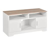 HOMCOM Armario para Televisor Mesa para TV de Salón con Gran Espacio de Almacenaje Estantes Abiertos Administración de Cables Diseño Clásico 105x40x52 cm Blanco