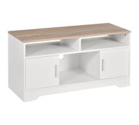 HomCom Armario para televisor 105x40x52 cm Blanco – Estantes abiertos, gestión de cables