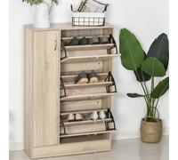 HOMCOM Zapatero Estrecho de Madera 2 en 1 Mueble Almacenaje Paraguas Gran Espacio Estante Ajustable 79x26x120 cm Madera Aosom España