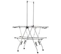 HOMCOM Armario plegable para secar ropa con ruedas Gran de secado Acero inoxidable 138,5 x 208 cm Plata Negro