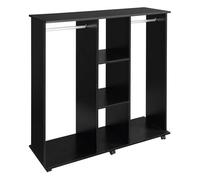 HomCom Armario ropero con ruedas, barras para colgar y estantes abiertos 120x40x128 cm negro