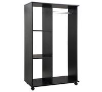 HOMCOM Armario Ropero con Ruedas Barra Estantes Abiertos 80x40x128 cm Negro