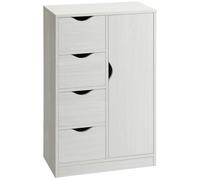HOMCOM Armario Salón Blanco 4 Cajones 1 Puerta Estante Interior Mueble Almacenaje Multiusos 54x29x83 cm Blanco Aosom España