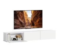 HOMCOM Armario TV de Pared 180 cm para televisores de hasta 82" Blanco | 3 puertas plegables, bisagras de cierre suave, soporte flotante para TV, para salón, dormitorio