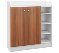 HOMCOM Armario Zapatero Moderno con 2 Puertas Estantes Ajustables para 12 Pares de Zapatos para Pasillo 83x30x90 cm Natural