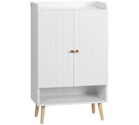 HOMCOM Armario Zapatero para 15 Pares de Zapatos con 2 Puertas para Pasillo Entrada 60x33x100cm Blanco Espacioso Aosom España