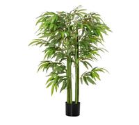 HOMCOM Bambú Artificial 140 cm con Maceta y Cañas Realistas Árbol Sintético Interior para Decoración de Hogar Oficina Exterior Verde Aosom España