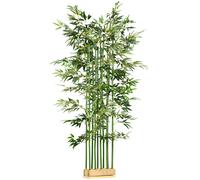 HOMCOM Bambú Artificial con Maceta de Madera Planta Artificial de Decoración para Interior y Exterior 35x10x180 cm Verde Aosom España