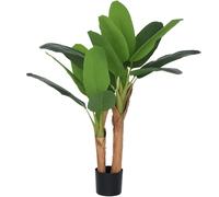 HOMCOM Planta Artificial Bananero 120 cm con Maceta y 15 Hojas Planta Decorativa para Interior Verde