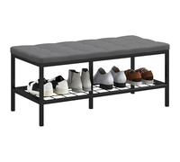 HOMCOM Banc à chaussures avec coussin rembourré et étagère de rangement, meuble à chaussures d'entrée pour couloir ou chambre, 90 x 41 x 40 cm, gris