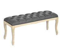 HOMCOM Banco Acolchado con Capitoné 110 cm Pie de Cama Tapizado Lino Gris | Estilo clásico, lino, patas talladas de caucho