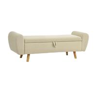 HOMCOM Banco Almacenaje 150 cm Puff Almacenaje Tapizado en Pana Beige