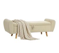 HOMCOM Banco Almacenaje 150 cm Puff Almacenaje Tapizado en Pana Beige