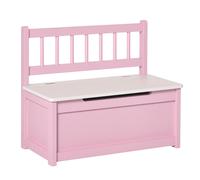 HomCom Baúl para juguetes con respaldo y tapa amortiguadora 40 kg 60x30x50 cm rosa/blanco