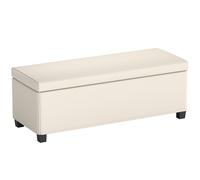 HOMCOM Banco Almacenaje Plegable Capacidad de 84 L 112x42x40cm Tapizado en Pana Pie de Cama para Sala de Estar Dormitorio Beige