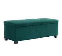 HOMCOM Banco Almacenamiento 84L Terciopelo Acanalado 112x42x40cm Verde | Extremo de cama, baúl, reposapiés, con tapa, para salón, dormitorio, entrada