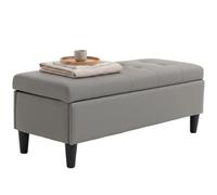HOMCOM Banco arcón con almacenaje, Banco para pie de Cama capitoné en Polipiel Apta para Mascotas, Asiento para Ventana y reposapiés con Patas, Gris, 43,3 x 16,1 x 16,5 Pulgadas