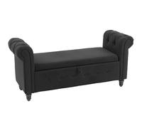 HOMCOM Banco banqueta baúl 2 en 1 en tejido efecto lino con patas de madera 146,5 x 49 x 72 cm negro Aosom España