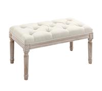 HOMCOM Banco clásico acolchado de 80 cm, tapizado en caucho tallado Linden, color pátina beige